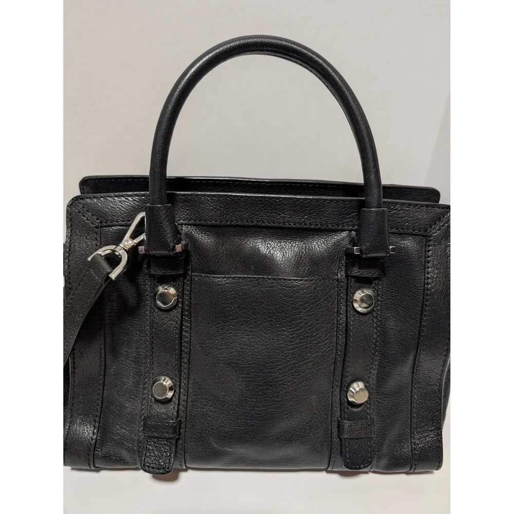 Michael Michael Kors Bedford Designer Black Leather Satchel‎ Crossbody Handbag